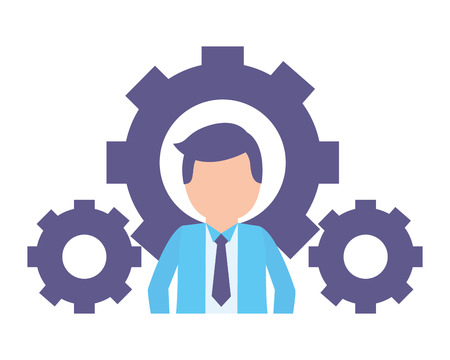 man standing character on white backgroundのイラスト素材