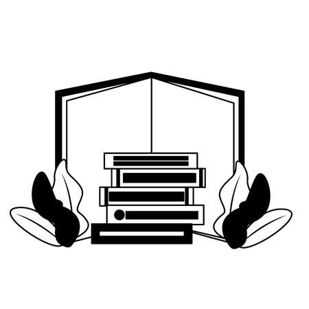 world book day stack books plant leaves vector illustrationのイラスト素材