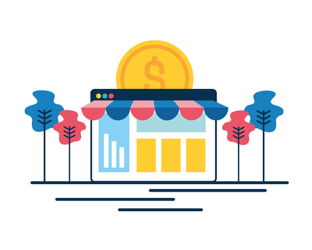 online shopping money coin commerce vector illustrationのイラスト素材