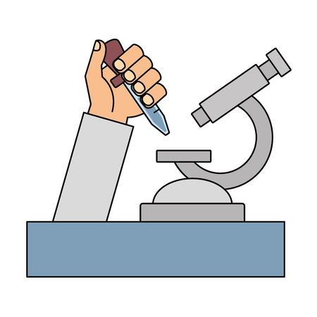 science hand with pipette microscope sample vector illustrationのイラスト素材