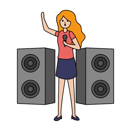 woman singing music with microphone vector illustrationのイラスト素材