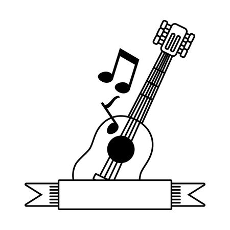 music guitar note ribbon on white background vector illustrationのイラスト素材