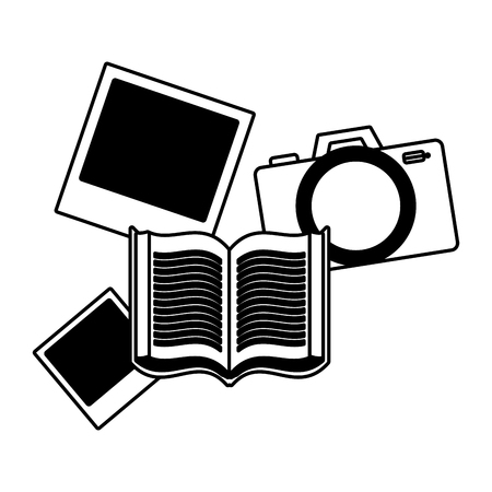 book camera photos on white background vector illustrationのイラスト素材