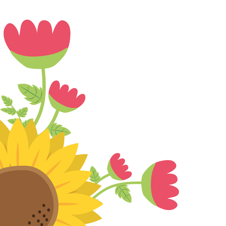 flowers branch leaves border decoration vector illustrationのイラスト素材