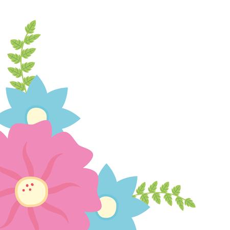 flowers branch leaves border decoration vector illustrationのイラスト素材