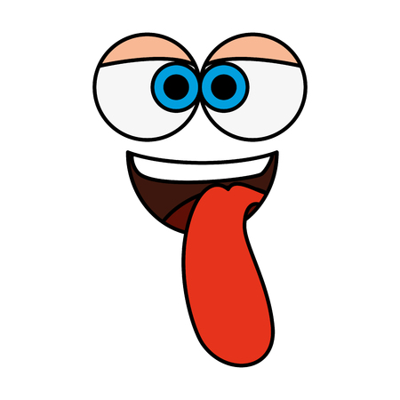 crazy face emoticon icon vector illustration designのイラスト素材