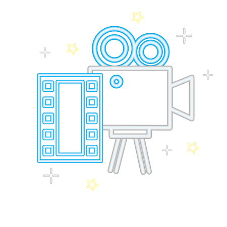 projector strip cinema movie neon on white background vector illustrationのイラスト素材