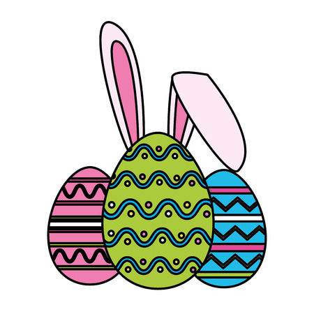 happy easter eggs with ears vector illustrationのイラスト素材