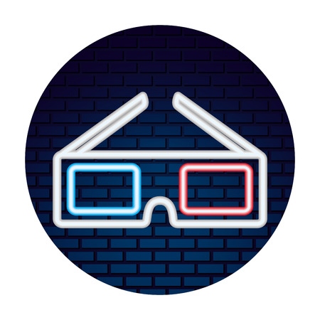 cinema glasses with neon lights vector illustration designのイラスト素材