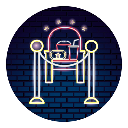 cinema neon set icons vector illustration designのイラスト素材