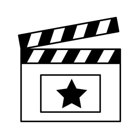 clapboard cinema movie outline on white background vector illustrationのイラスト素材