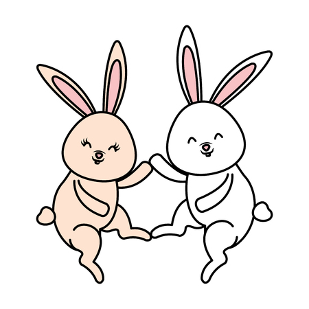 cute rabbits characters icon vector illustration designのイラスト素材