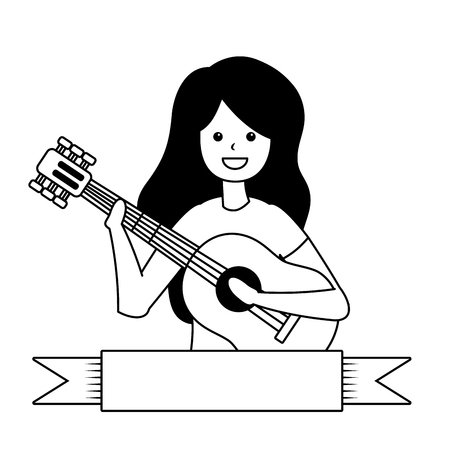 woman playing guitar - my hobby vector illustrationのイラスト素材