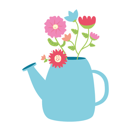 watering can with flowers gardening vector illustrationのイラスト素材