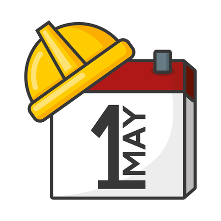 happy labour day calendar helmet vector illustrationのイラスト素材