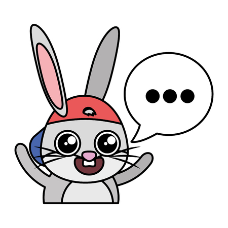 beautiful rabbit with speech bubble easter vector illustration designのイラスト素材
