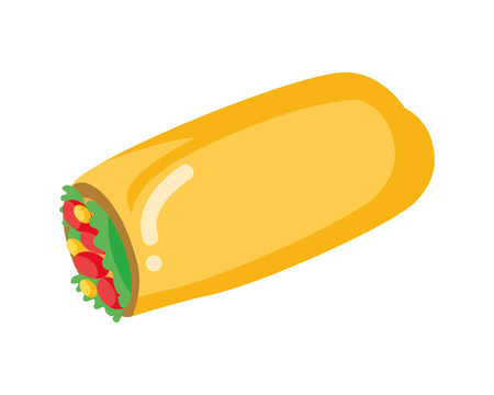 burrito fast food on white background vector illustrationのイラスト素材