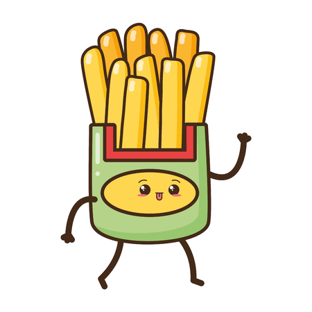 kawaii cartoon french fries character vector illustration designのイラスト素材