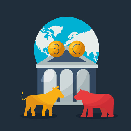 bull bear bank world trade financial stock market vector illustrationのイラスト素材