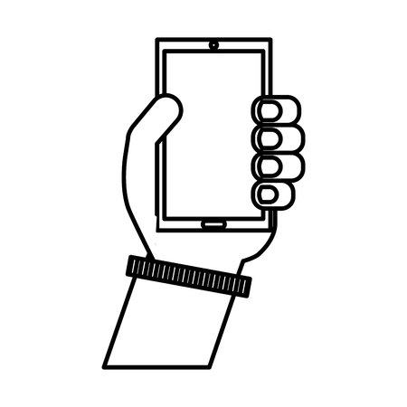 hand human with smartphone icon vector illustration designのイラスト素材