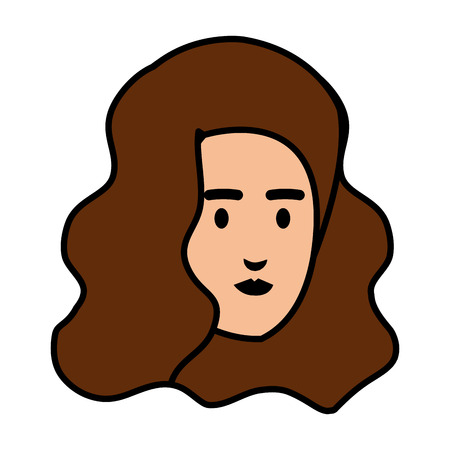 beautiful and young woman head character vector illustration designのイラスト素材