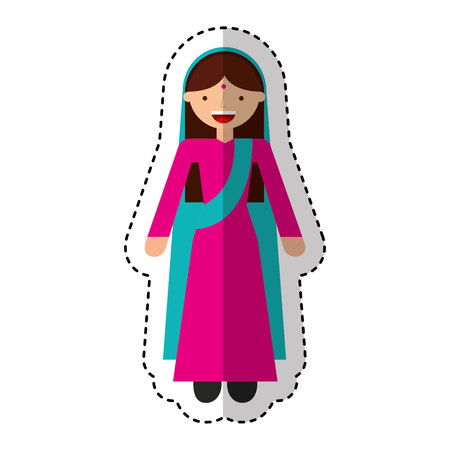 indian woman avatar character vector illustration designのイラスト素材