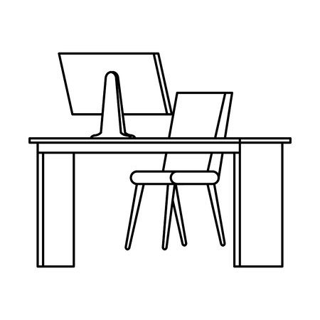 office desk with desktop workplace scene vector illustration designのイラスト素材