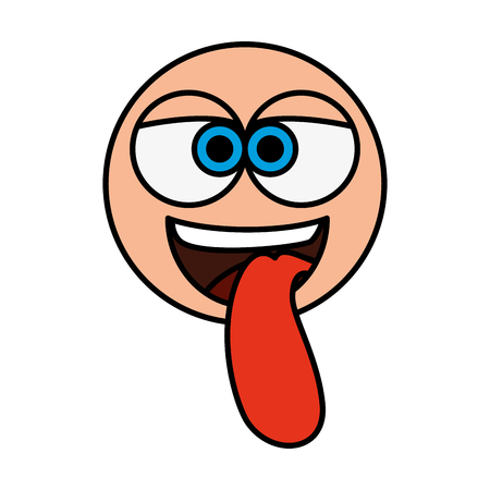 cute emoticon with crazy face vector illustration designのイラスト素材