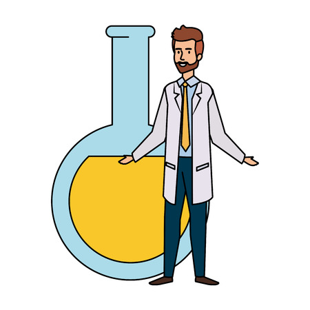 professional doctor with tube test avatar character vector illustration designのイラスト素材