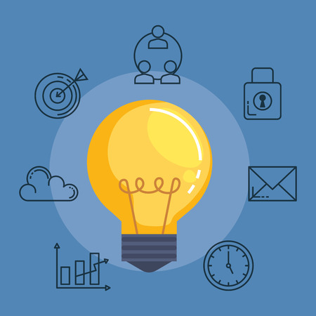 bulb with business marketing vector illustration designのイラスト素材