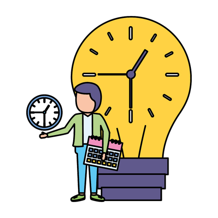 businessman with bulb clock time calendar vector illustrationのイラスト素材