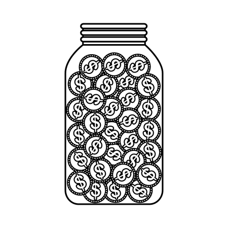 mason jar with coins vector illustration designのイラスト素材