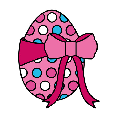 wrapped easter egg decorative ribbon vector illustrationのイラスト素材