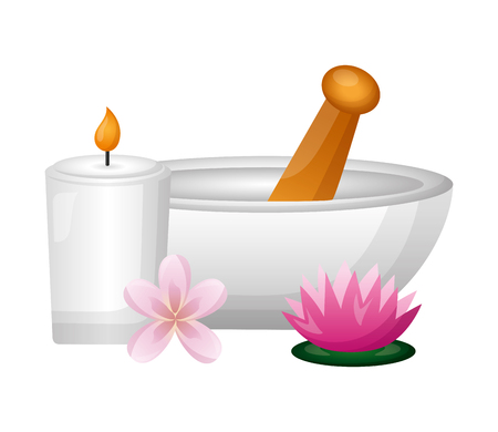 bowl candle flower spa treatment therapy vector illustrationのイラスト素材