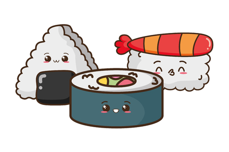 kawaii sushi rice fish fast food vector illustrationのイラスト素材
