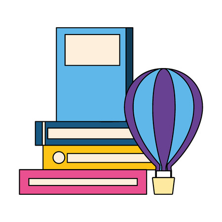 world book day books hot air balloon vector illustrationのイラスト素材