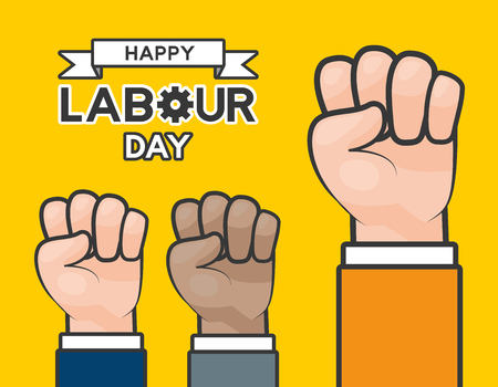 raised hands happy labour day vector illustrationのイラスト素材
