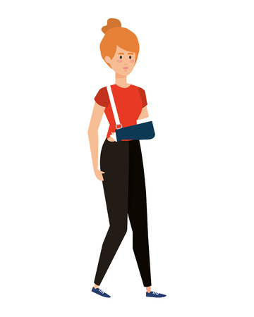 woman with plastered arm vector illustration designのイラスト素材