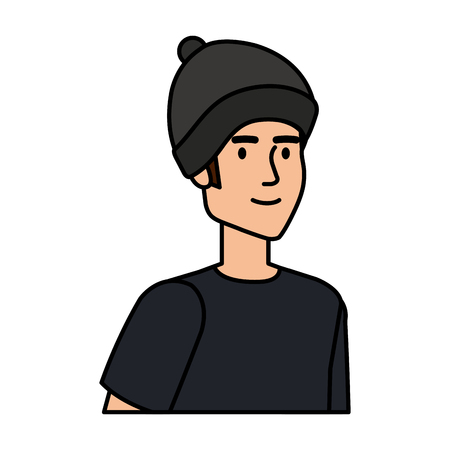 young man with ski mask avatar character vector illustration designのイラスト素材