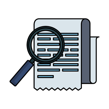 tax documents with magnifying glass vector illustartion designのイラスト素材