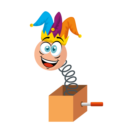 surprise box with emoji and joker hat vector illustration designのイラスト素材
