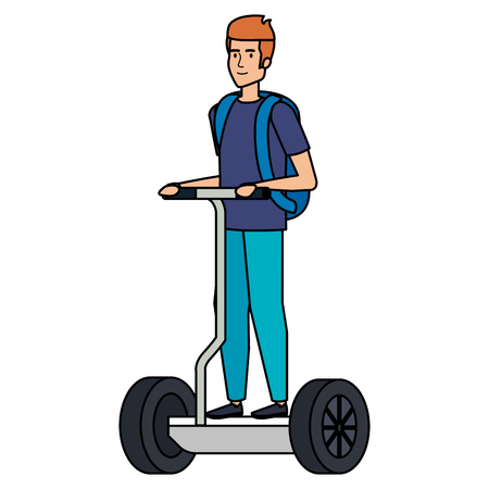 Young Man In Folding E Scooter Vector Illustration Designのイラスト 素材 ストックフォト 写真素材のstock Foto ストックドットフォト