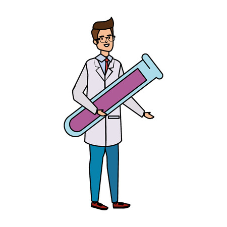 professional doctor with tube test avatar character vector illustration designのイラスト素材