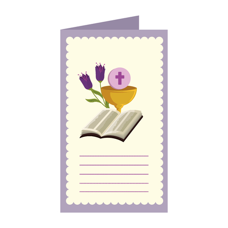 postcard with first communion in chalice vector illustration designのイラスト素材
