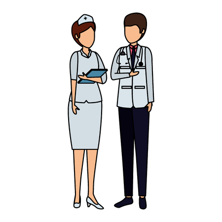 couple of professionals doctor and nurse characters vector illustration designのイラスト素材