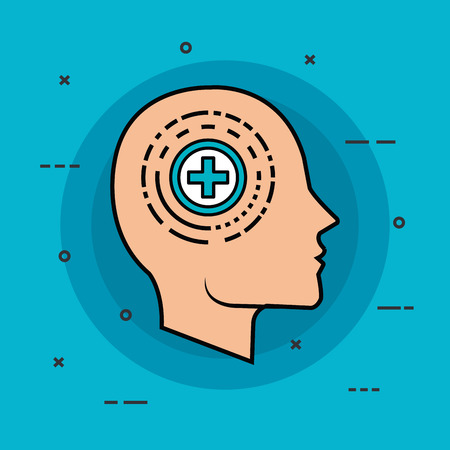 silhouette man with seal cross medicine sign vector illustrationのイラスト素材