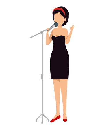 woman singing with microphone vector illustration designのイラスト素材