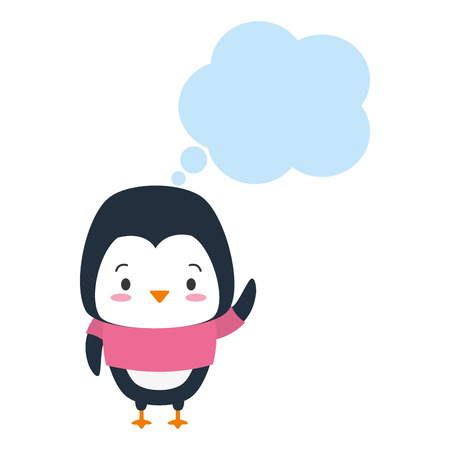 cute penguin cartoon speech bubble vector illustration designのイラスト素材