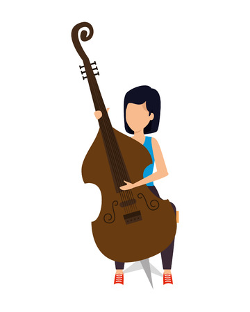 woman playing cello character vector illustration designのイラスト素材