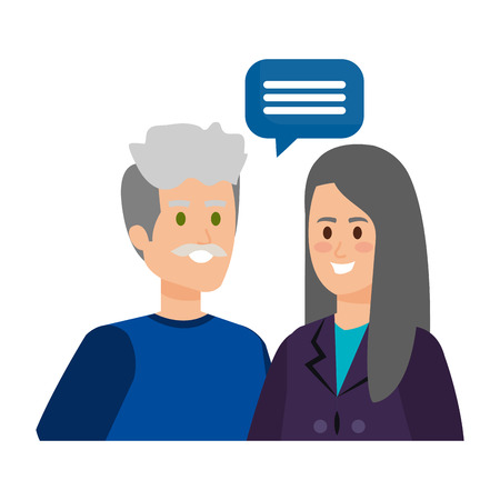 cute grand parents couple with speech bubble vector illustration designのイラスト素材